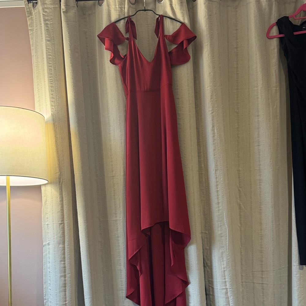 Express Women’s High Low Cocktail Dress, Red, 4